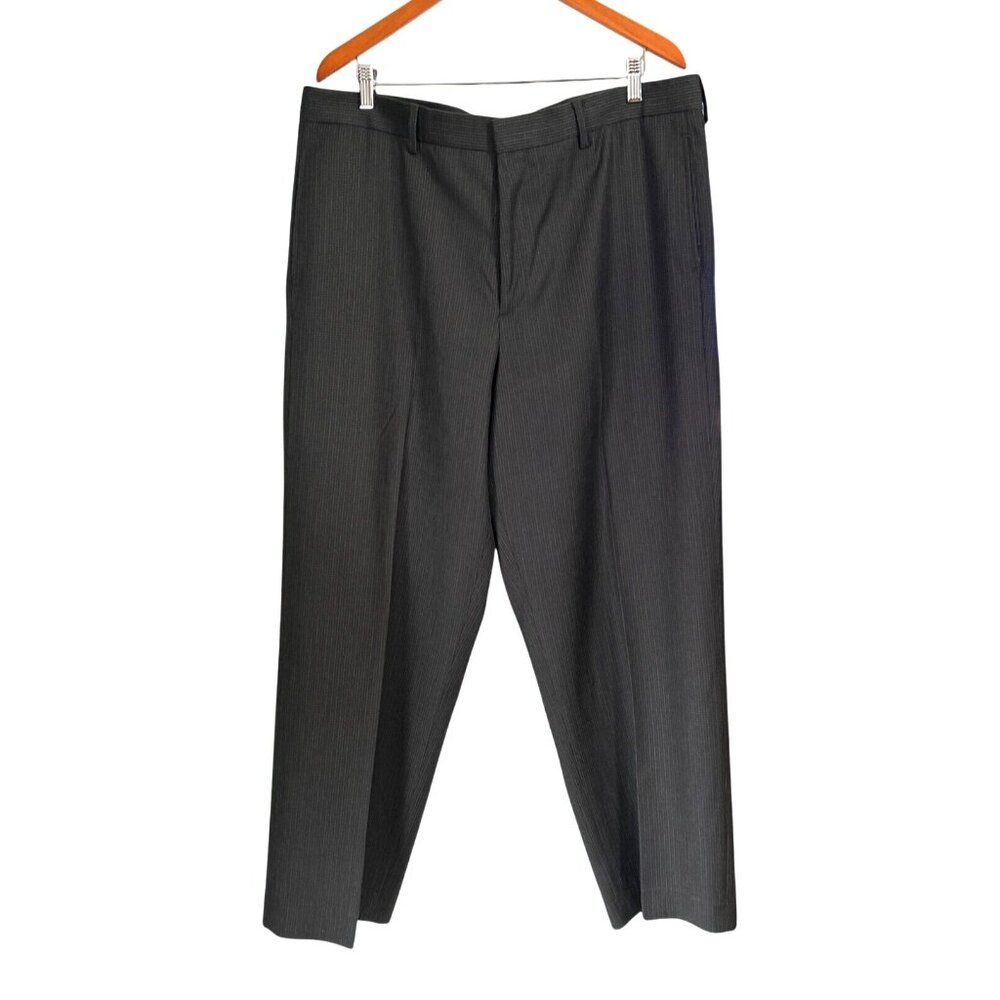 Structure Mens Dress Pants 38x30 Pinstripe Black Polyester/Viscose Trousers